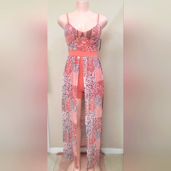 No Boundaries Dresses & Skirts - XL - Coral Blossoms maxi/romper dress